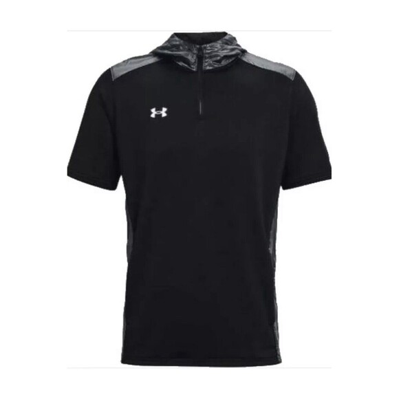 New Men's Under Armour AU Command Short Sleeve Black Hoodie Size Small New - Picture 1 of 13